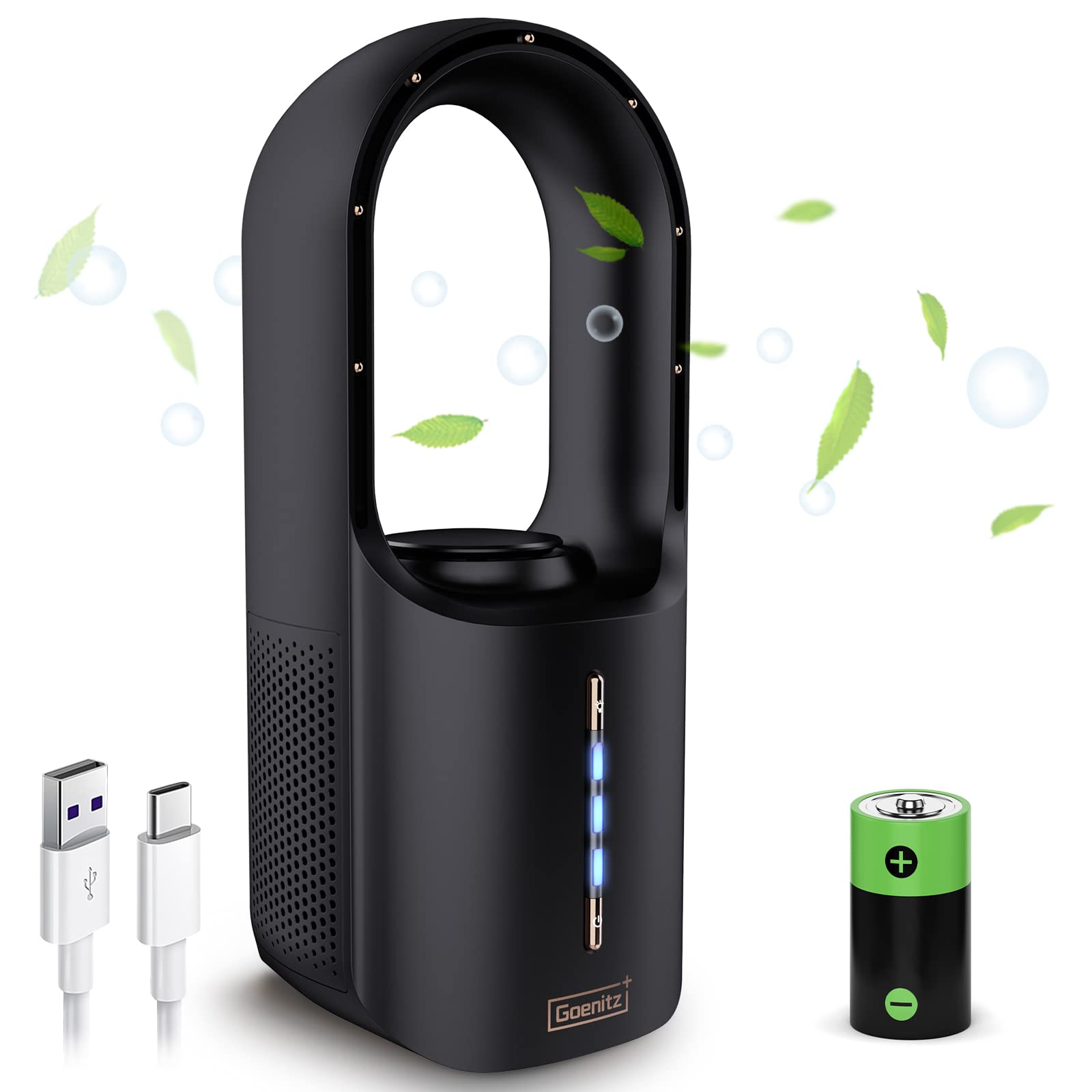 Conbola Desk Fan Portable, Aromatherapy Function, Battery Operated Lasting 17 Hours,11.8 Inch Tower Fan With 3Speeds, Quiet Cool