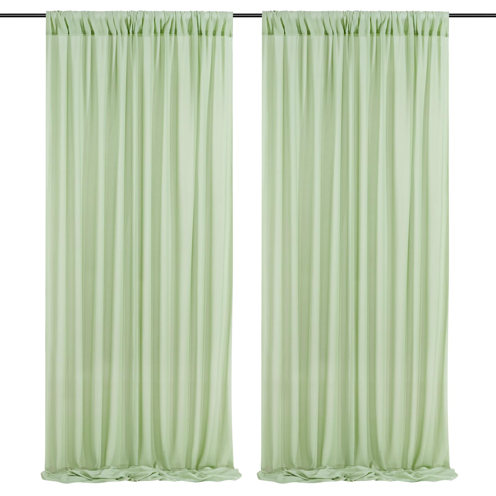 Sage Green Backdrop Curtain 10ft x 10ft Chiffon Photo Drapes for Wedding Birthday Parties Decorations 2 Panels 5ft x 10ft