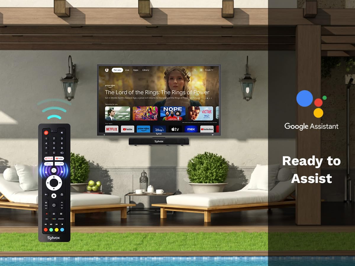 Sylvox Outdoor Tv, 65 Inch Waterproof Smart Tv, 4K, Hdr 10, Weatherproof,1000Nits, Voice Assistant Remote, For Partial Sun Area(