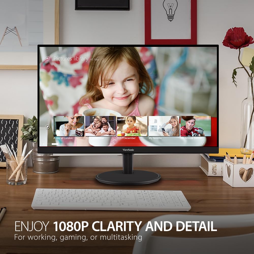 Viewsonic Va2747 Mhj 27 Inch Full Hd 1080P Monitor With Advanced Ergonomics, Ultra Thin Bezel, Adaptive Sync, 75 Hz, Eye Care, H