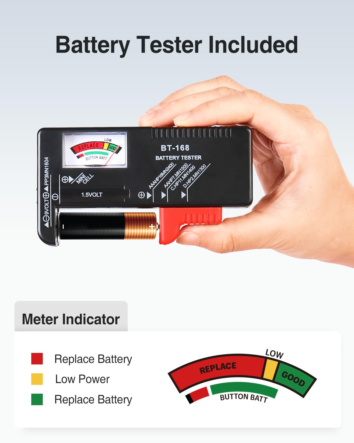 Luxtude Battery Storage Organizer, Clear Battery Organizer Storage Case With Tester,Hard Batteries Holder, Portable Batteries Ca