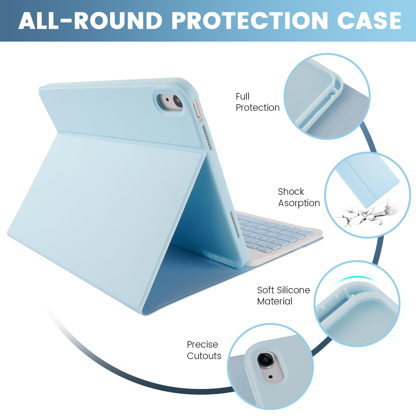 Soppy Keyboard Case For Ipad 10Th Generation & Mouse For New Ipad 10Th Generation 10.9In 2022 (A2696/A2757/A2777), Detachable Wi