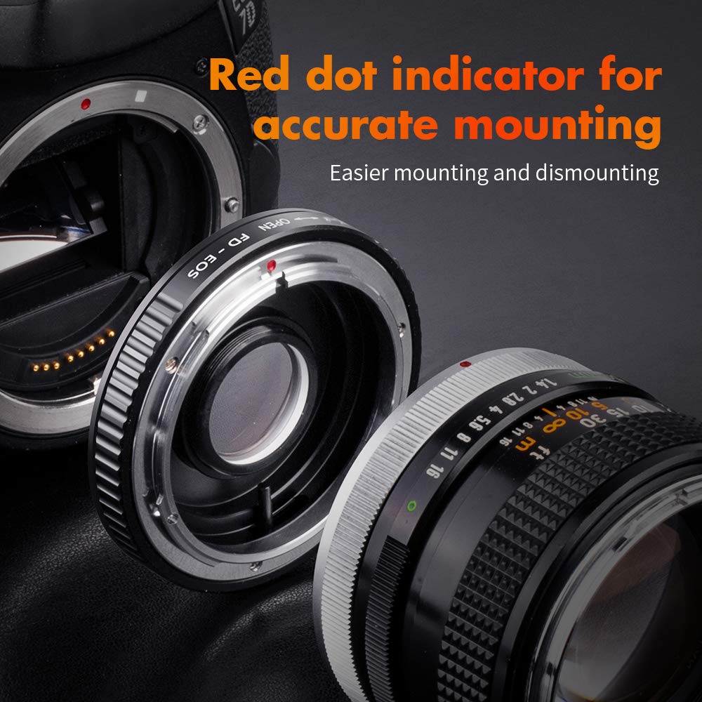 K&F Concept Pro Lens Mount Adapter Compatible For Canon Fd Fl 35Mm Slr Lens To Canon Eos (Ef, Ef S) Camera, Compatible With Canon 1D, 1Ds, Mark Ii, Iii, Iv, Digital Rebel T5I, T4I, T3I, T3