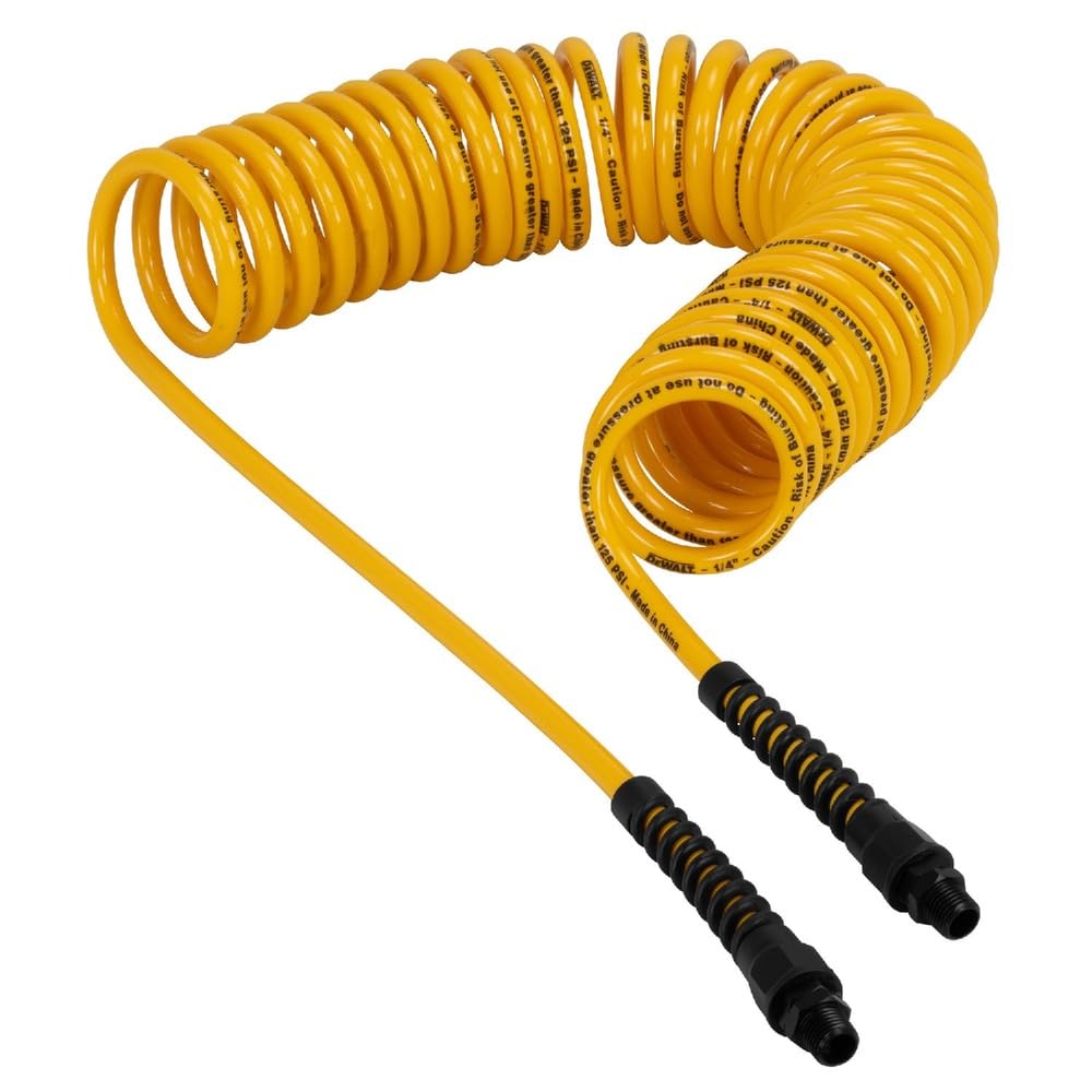 DEWALT (DXCM012-0242) 25 1/4 MNPT POLYURETHANE RECOIL HOSE W/BEND RESTRICTORS