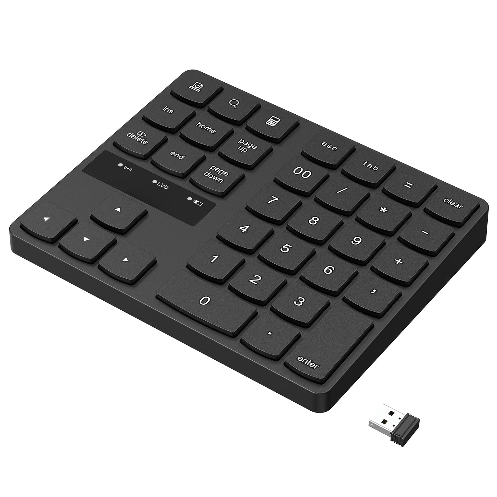 Racegt Wireless Number Pad, Numeric Keypad Ultra Silent Rechargeable 2.4G 35 Keys For Laptop,Desktop,Pc, Notebook