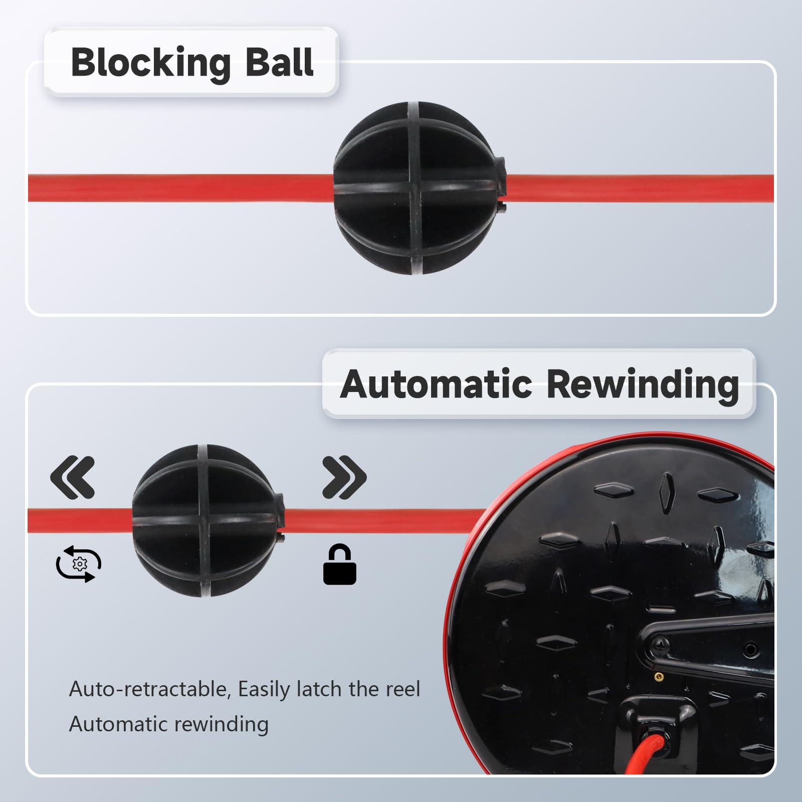 Ep 30 Ft Retractable Extension Cord Reel, 16/3 Sjtw Power Cord With 3 Electrical Outlets, Ceiling Or Wall Mount, 10 Amp Circuit