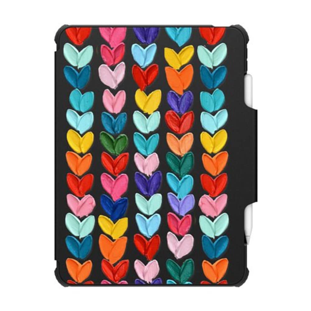 Casetify Impact Folio Case For Ipad Pro 12.9'' (3Rd/4Th/5Th/6Th Gen)   Clear Polka Daub Hearts   Clear Black