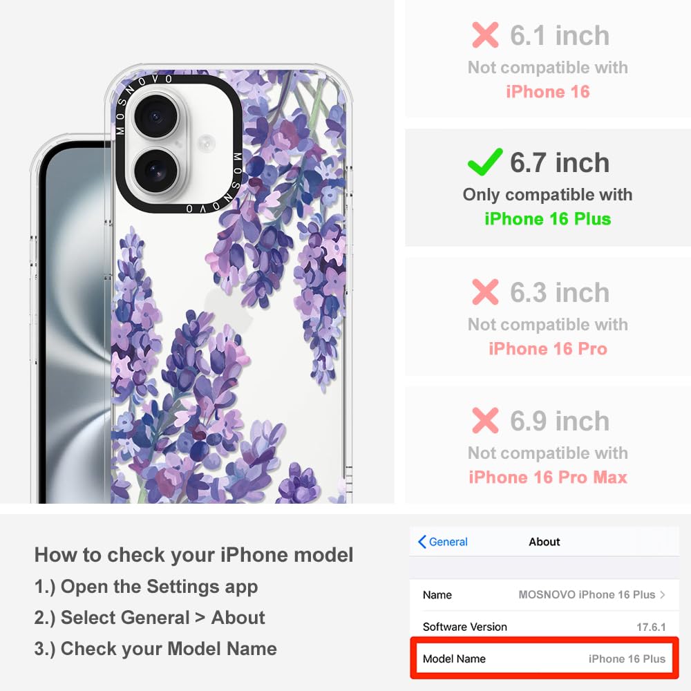 Mosnovo Case For Iphone 16 Plus, [Buffertech 6.6Ft Military-Grade Drop Protection] [Anti Peel Off Tech] Clear Tpu Bumper Phone C