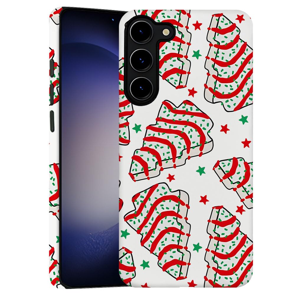TnXee Case for Samsung Galaxy S23 Plus,Merry Christmas Tree Red Phone Case Drop Resistant Frosted 2 in 1 Solid Dual-Layer Cover 