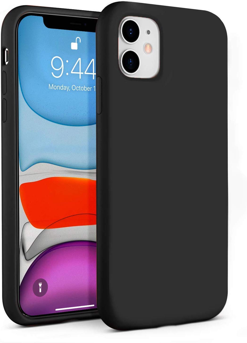 Icesword Iphone 11 Case Black, Thin Liquid Silicone Case, Soft Silk Microfiber Cloth, Matte Pure Black, Gel Rubber Full Body, Co