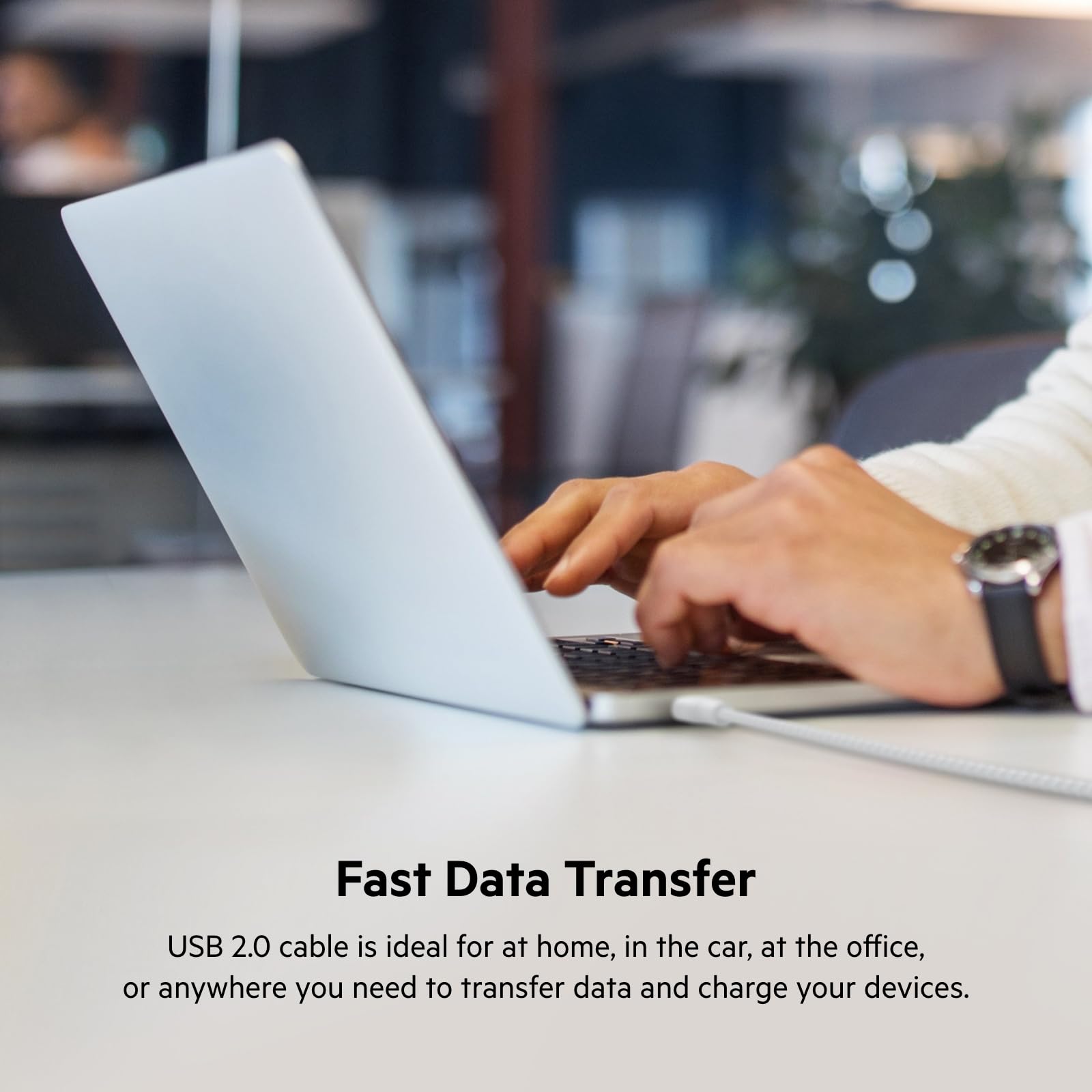 Belkin USB C to USB C Cable, BoostCharge Braided Power Cable (2M/6.6ft), Fast Charging Cable w/ 100W Power Delivery, USB IF Certified for iPhone 16, MacBook, Chromebook, Galaxy & More   White (2 Pack)