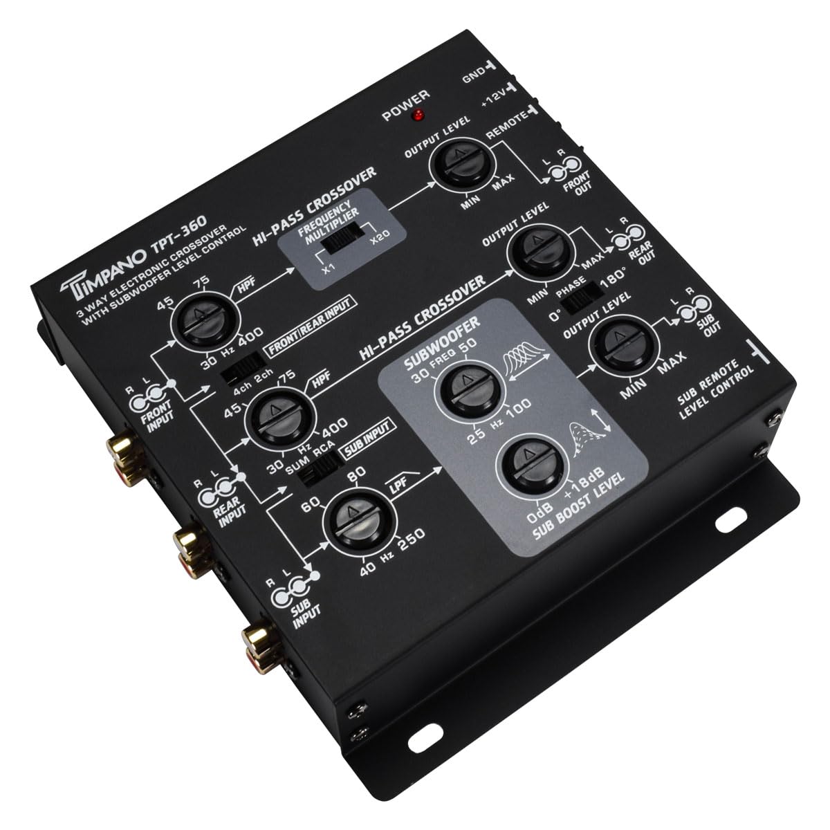 Timpano 3 Way Electronic Crossover Remote Subwoofer Control Equalizer Tpt 360