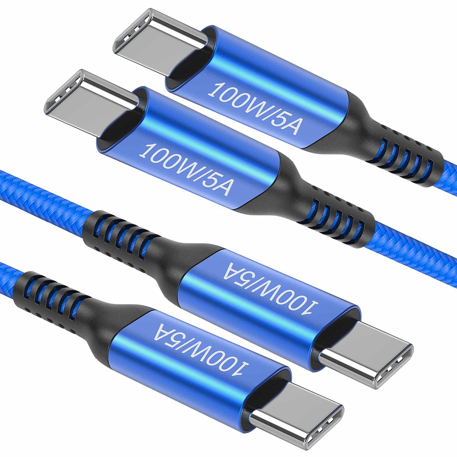 100W Type C To Type C Cable 6Ft/2 Meters, 2Pack, 5A Fast Charging, Usb C Charger Power Cord For Iphone 15,New Ipad Mini 6, Ipad 