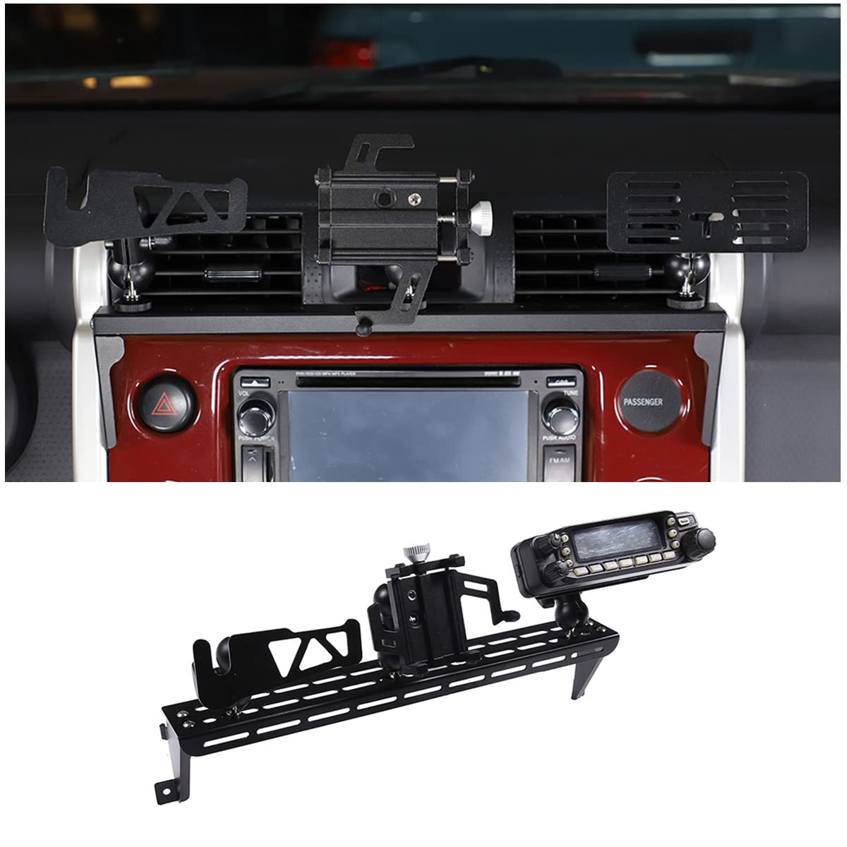 Car Phone Mount/Walkie Talkie Mount/Radio Mount Set Fit For Toyot@ Fj Cruiser 2007-2021, Multifunctional Dash Panel Track Cell P