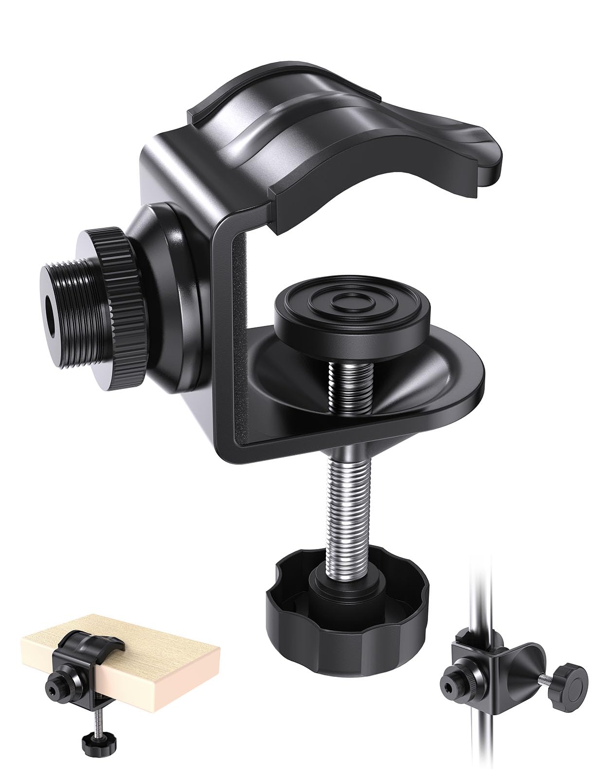 Kubeisi Desk Metal Mic Clamp, Microphone Pole Clamp for Mic Arm Desk Stand & Gooseneck Microphone Stand, Streaming Accessories w