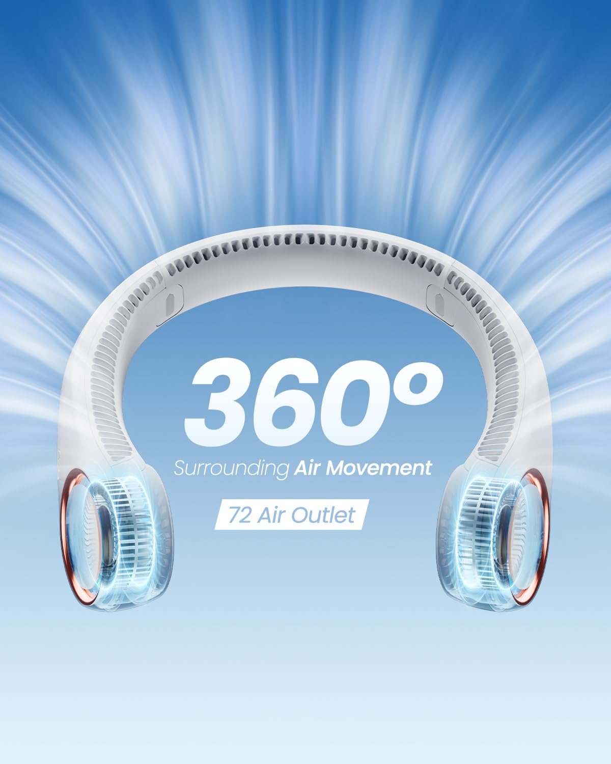 Gaiatop Portable Neck Fan, Rechargeable Hands Free Bladeless Portable Mini Fans, 3 Speeds 72 Air Outlet, Free Adjustment Persona