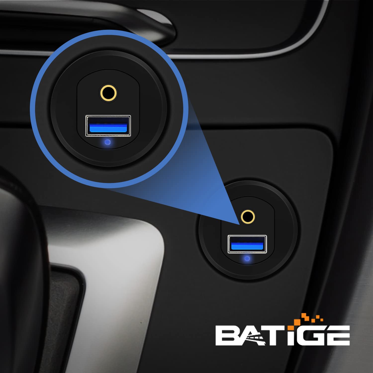 Batige Alloy Usb 3.0 Aux Dc3.5Mm Port Car Mount Flush Cable For Car Boat Motorcycle Dash Panel With Led Indicator   3Ft
