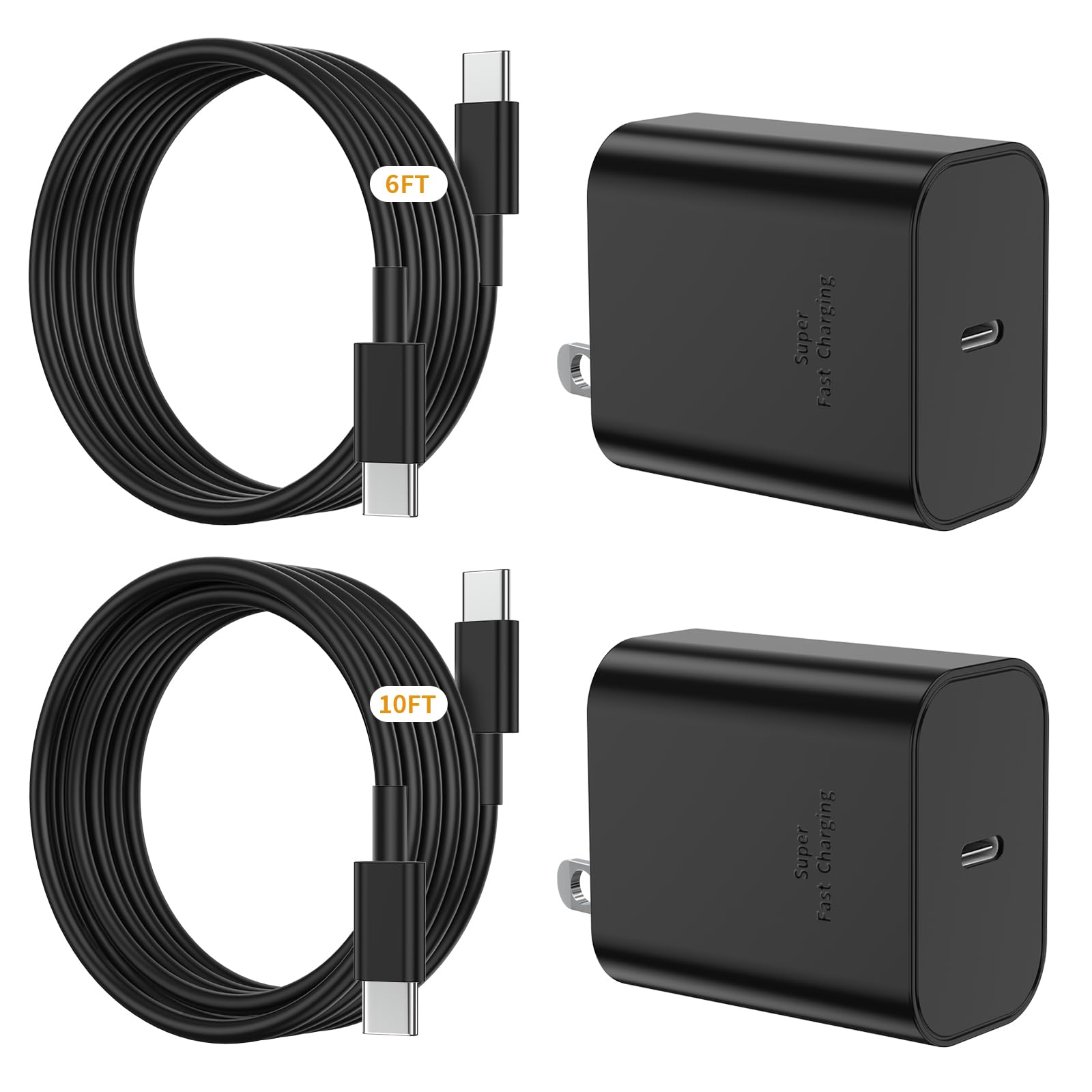 Samsung Super Fast Charger,[6+10Ft] 45W Usb C Super Fast Charging With 2Pack Type C Charger Cable Cord For Samsung Galaxy S23 Ul