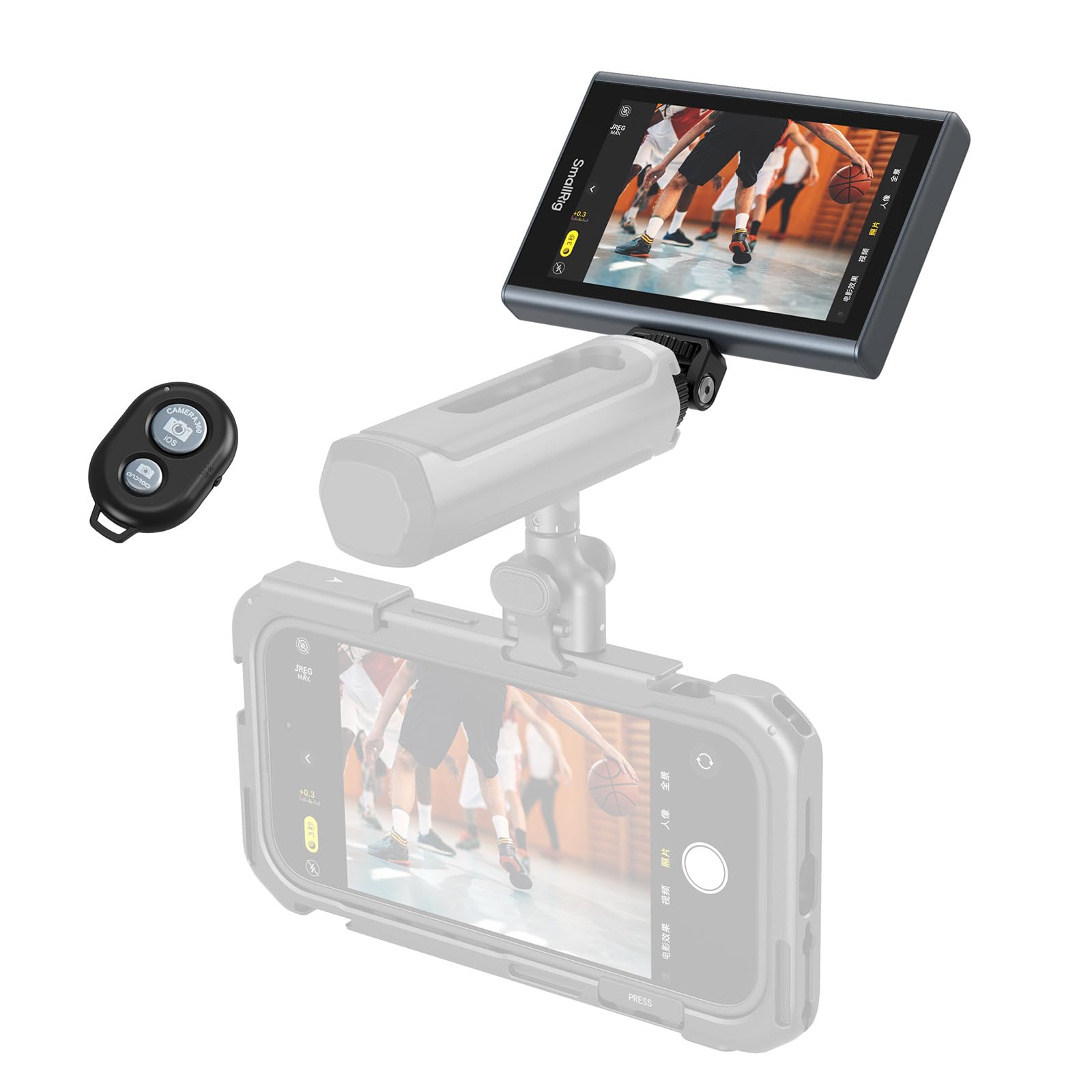 SmallRig Phone Monitor Screen with Wireless Control, 1080P Wireless Recording, Video Monitor with Cold Shoe Mount, Real-Time Scr