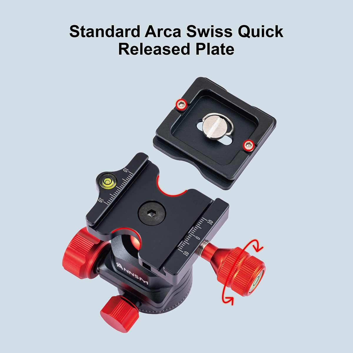 Annsm Tripod Ball Head 360 Degree Rotating Swivel Panoramic Head With Cold Shoe Seat And 38Mm Width Qr Plate For Dslr Camera,Smartphone,Video Light,Slider,Stabilizer,Monopod