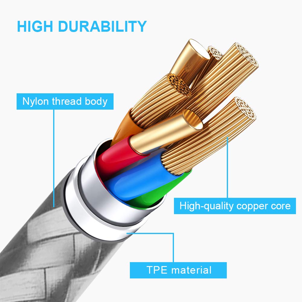 Cugunu Usb C To Lightning Cable 5 Pack 3/3/6/6/10Ft Iphone Charger Apple Mfi Certified Power Delivery Fast Charging Cord Compatible With Iphone 14/13/12/11/Xs/Xr/X/8   Gray