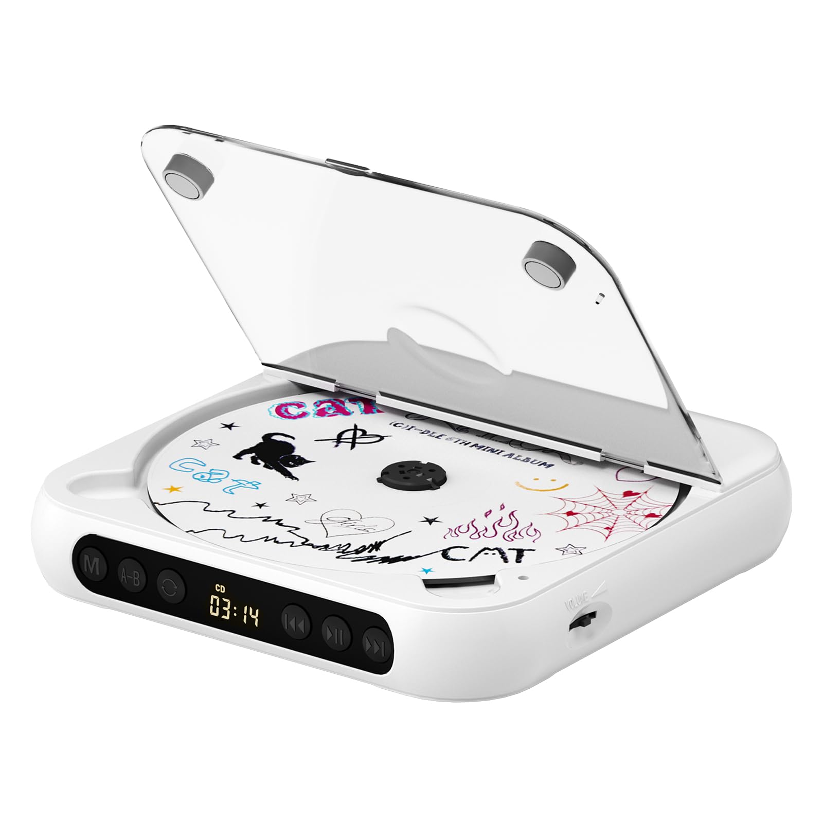 ENVYCLOUD CD Player Portable with Dual Stereo Speakers, Rechargeable Portable Player with Bluetooth for Home with Headphones, Su