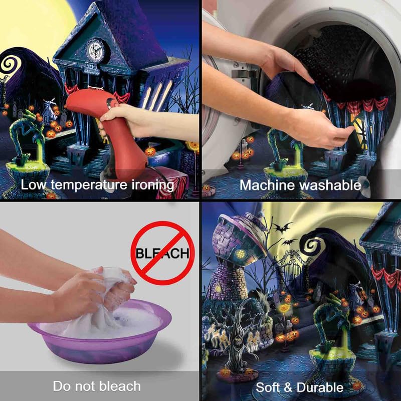 Zthmoe 10X8Ft Halloween Nightmare Themed Party Photography Backdrop Pumpkin Moon Town Background Birthday Baby Shower Christmas