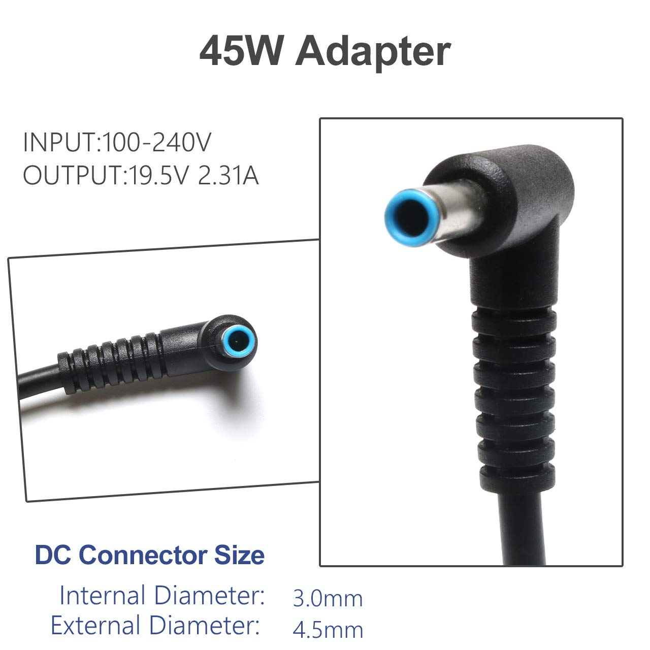 45W 19.5V 2.31A Laptop Charger For Hp 14 Inch Laptop 14 Dk 14 Dq 14 Df 14 Dh 14 Ac 14 Ak 14 Al 14 Ba Series, 14 Df0023Cl 14 Df00