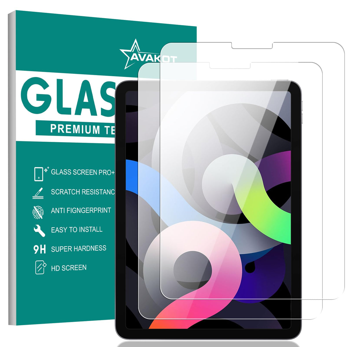 Avakot 2 Pack Tempered Glass Film For Ipad Air 5Th Generation | Tempered Glass Screen Protector For Ipad Air 4Th 10.9 Inch 2022/