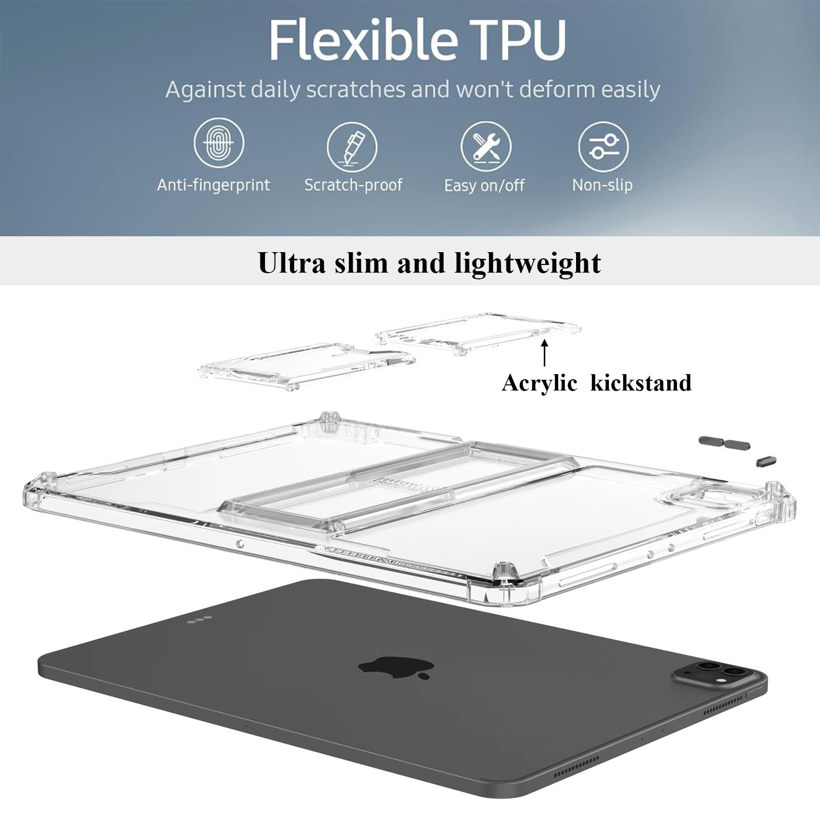 Uucovers Clear Stand Case For Ipad Pro 12.9 Inch 6Th/5Th/4Th/3Rd Generation (2022/2021/2020/2018) With Pencil Stylus Pen Holder/