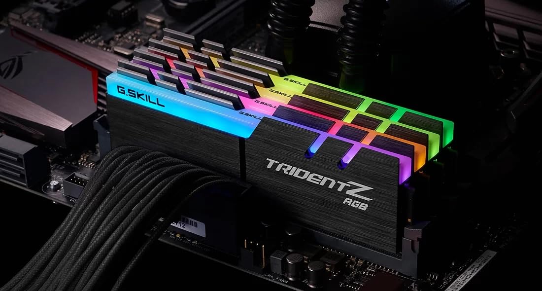 G.Skill F4 3200C16Q 32Gtzr Trident Z Rgb Series 32 Gb (8 Gb X 4) Ddr4 3200 Mhz Pc4 25600 Cl16 Dual Channel Memory Kit   Black Wi