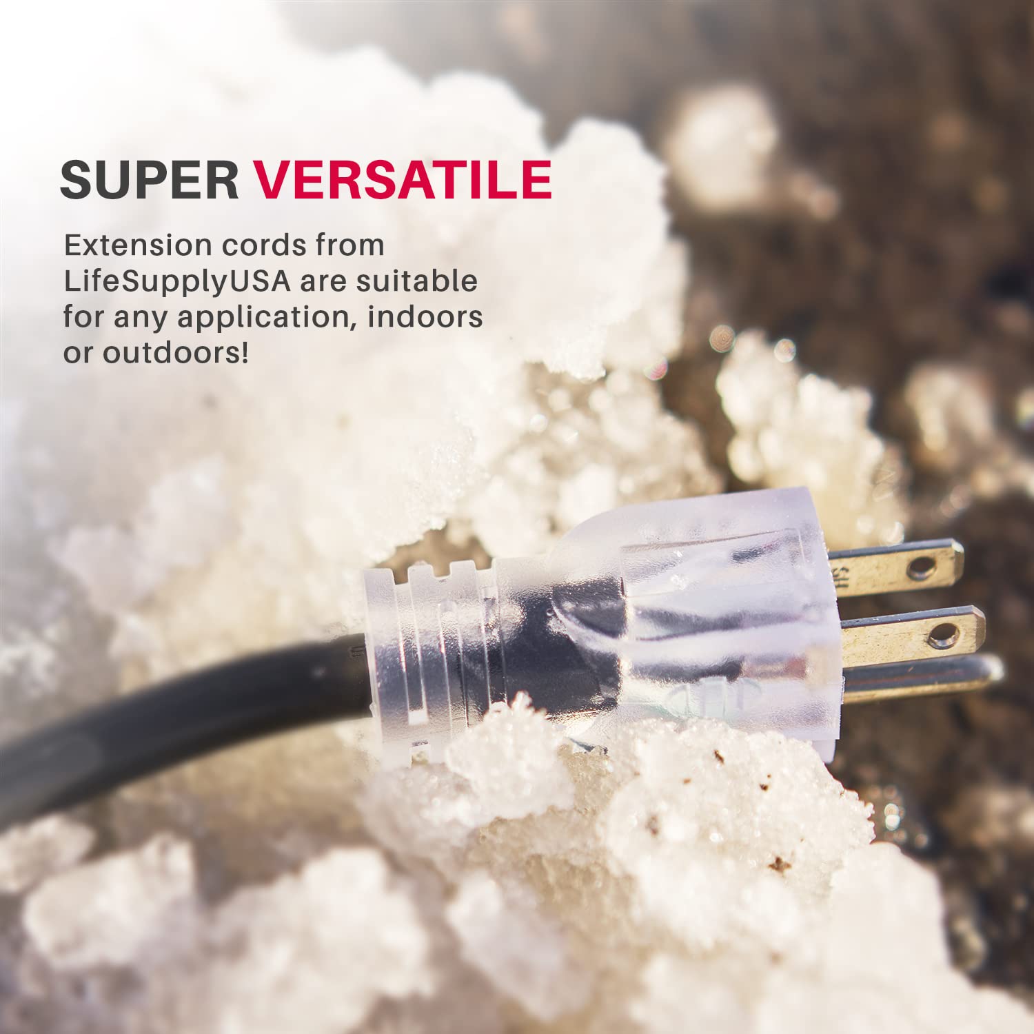 200Ft Power Outdoor Extension Cord & Indoor   Waterproof Electric Drop Cord Cable   3 Prong Sjtw, 14 Gauge, 7 Amp, 125 Volts, 87