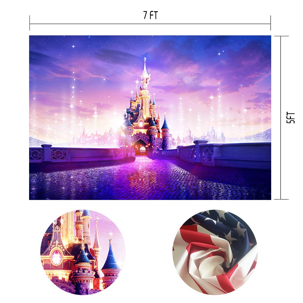Mtmety Fantasy Purple Cartoon Castle Background For Birthday Party 7X5Ft Fairy Wallpaper Photo Booth Props Lsme1471