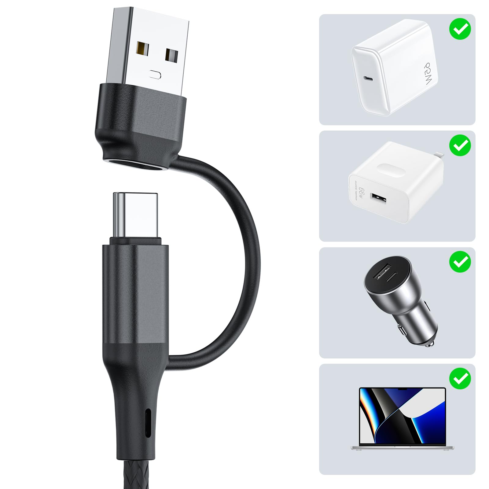 Guugei Charging Cable For Shokz [2Pcs 3Ft] 2 In 1 Aftershokz Charger Cable,Compatible For Aeropex As800 /Openrun/Pro/Mini/Openco