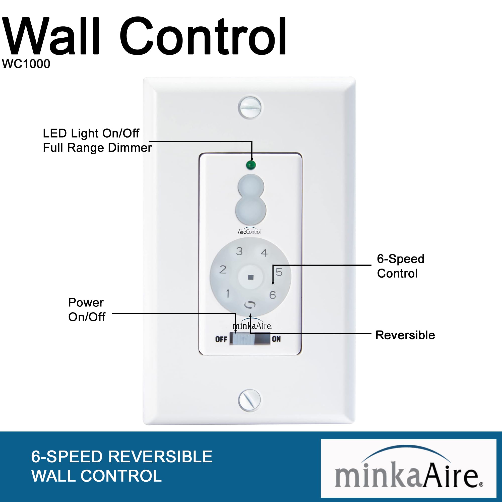 Minka Aire Dc Fan Wall Control   White   Wc1000