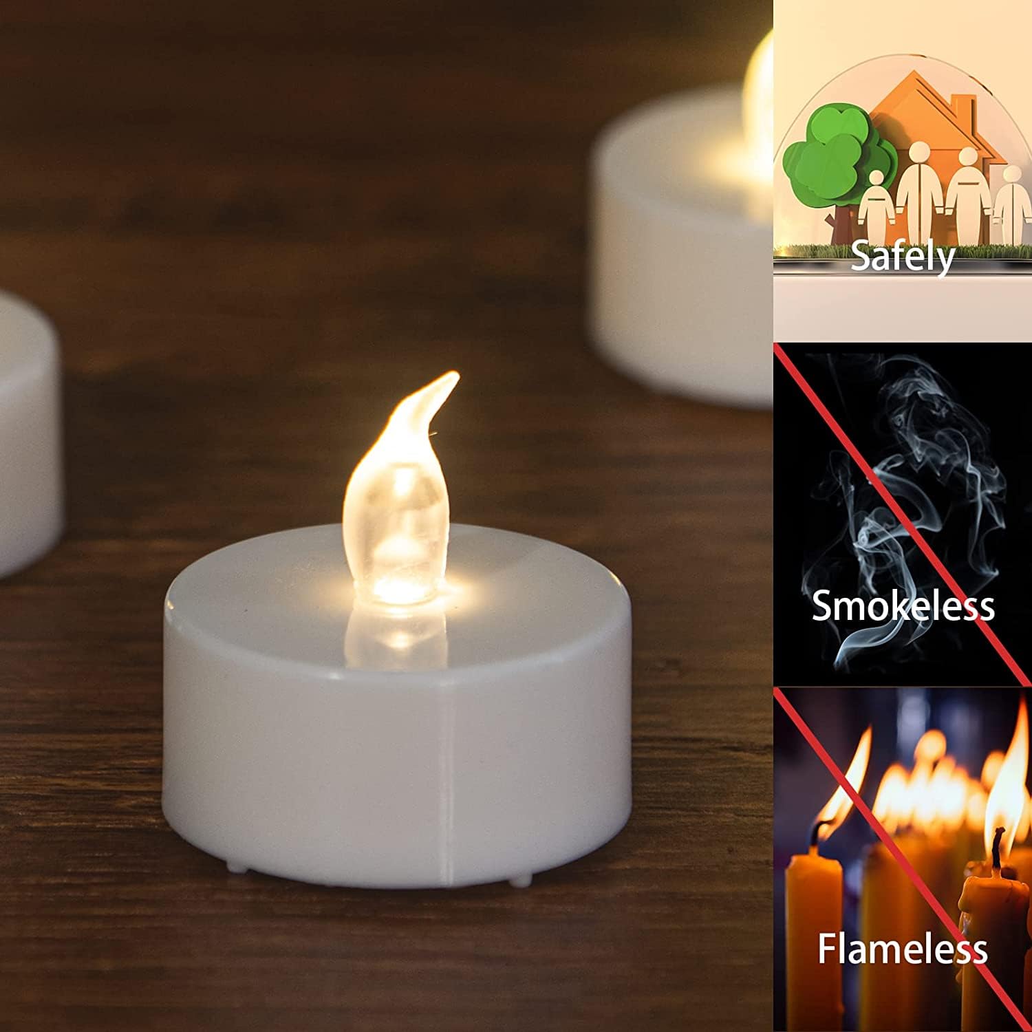 12 Pack Flameless Led Tea Lights With Timer Battery Operation,Built In 6 Hour On/Off Cycle In 24 Hours,Automatically Flickering