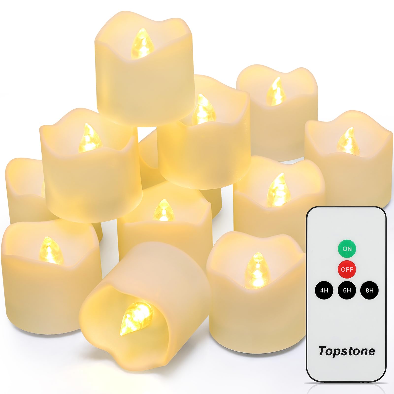 Topstone Remote Controlled Led Tea Lights,Flameless Candles With Timer,Cr2450 Battery Powered Candles, Electric Votive Candle,Fo