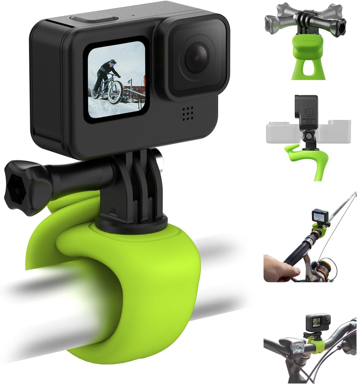 Telesin Camera 360 Strap Mount Flexible Wrap Band Bike Motorcycle Handlebar Tube Roll Bar Stick Pole Ski Holder Accessories For