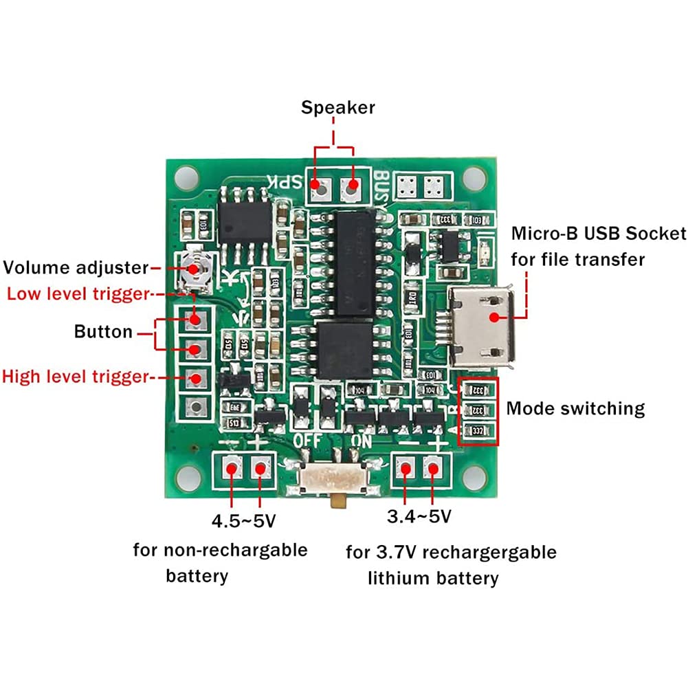 Elect Sound Module Stemedu 8Mb Sound Recordable Module Button Control Programmable Voice ...