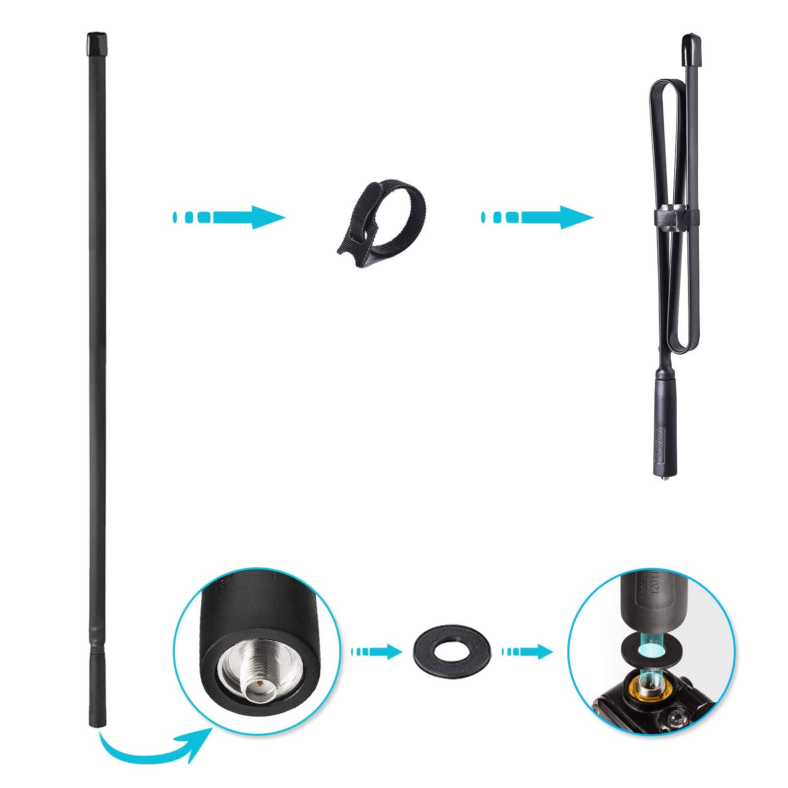 Bingfu Dual Band Vhf Uhf 136 520Mhz 31 Inch Foldable Cs Tactical Sma Female Ham Radio Antenna For Kenwood Wouxun Baofeng Bf F8Hp