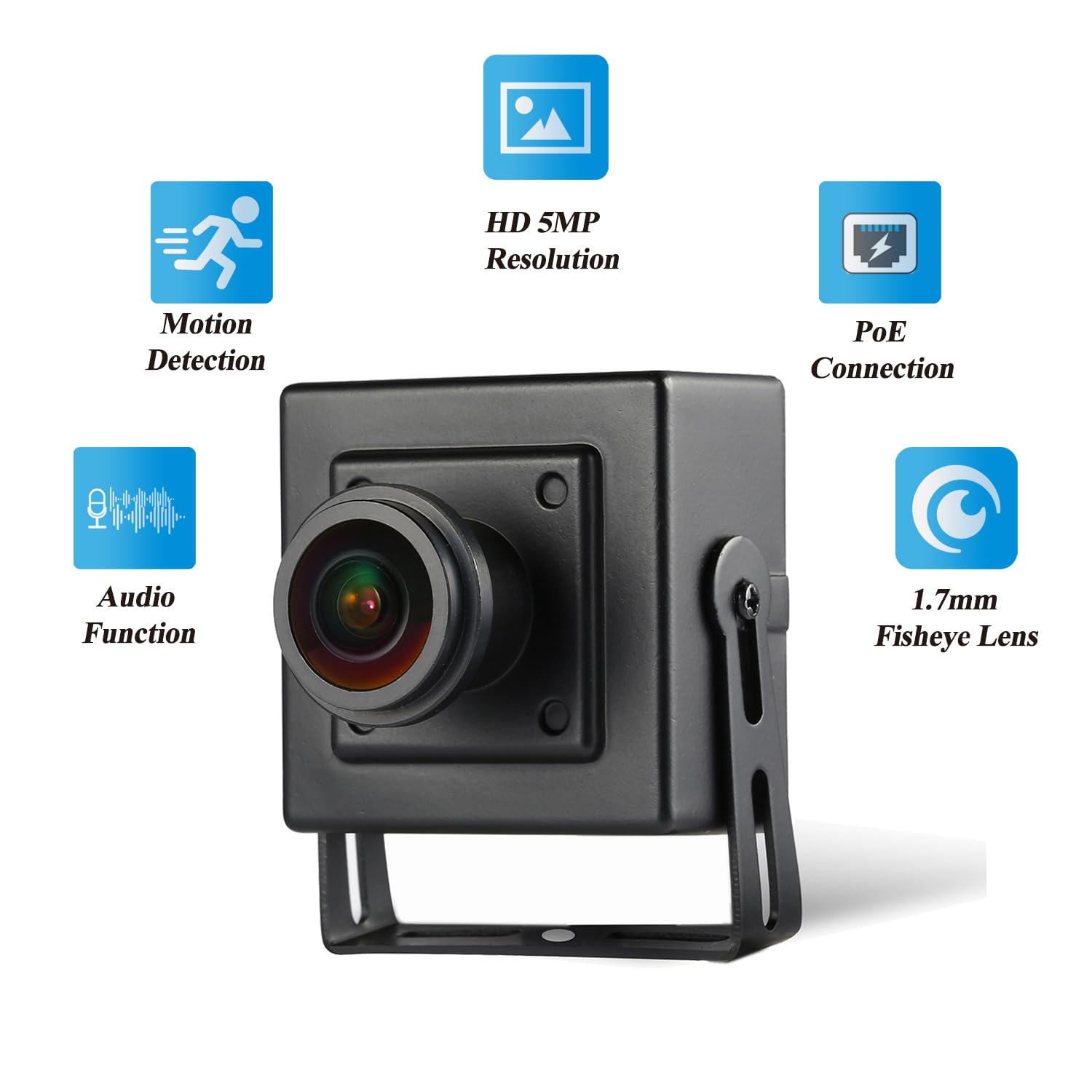 Revodata Tseye Fisheye Poe Mini Ip Camera With Audio, Ultra Hd 2880 X 1620P@20Fps, 1.7Mm Panoramic Fisheye Lens, Wide Angle Home