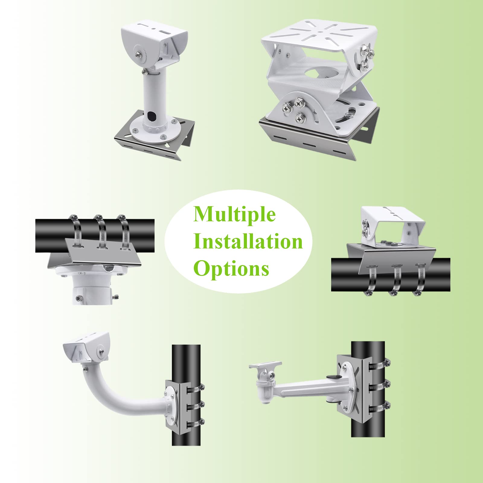 Lighfast Universal Wall Mounting Bracket With 3 Loops, Stainless Steel Vertical Pole Mount Adapter For Cctv Security Camera Ptz