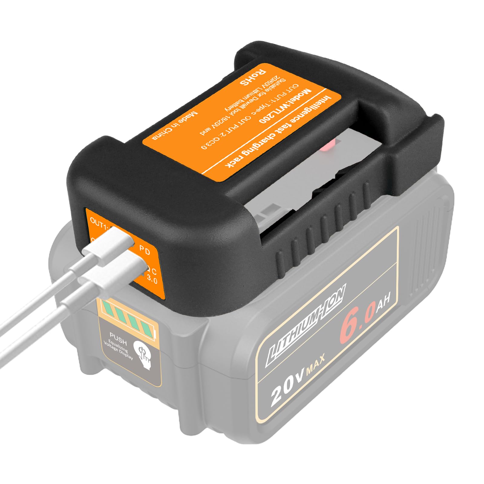 DKSIDKN 2 Pack USB Charger Adapter Compatible for Dewalt 20V Li-ion Battery with USB Output & Type-C Fast Charging Interface(Ada