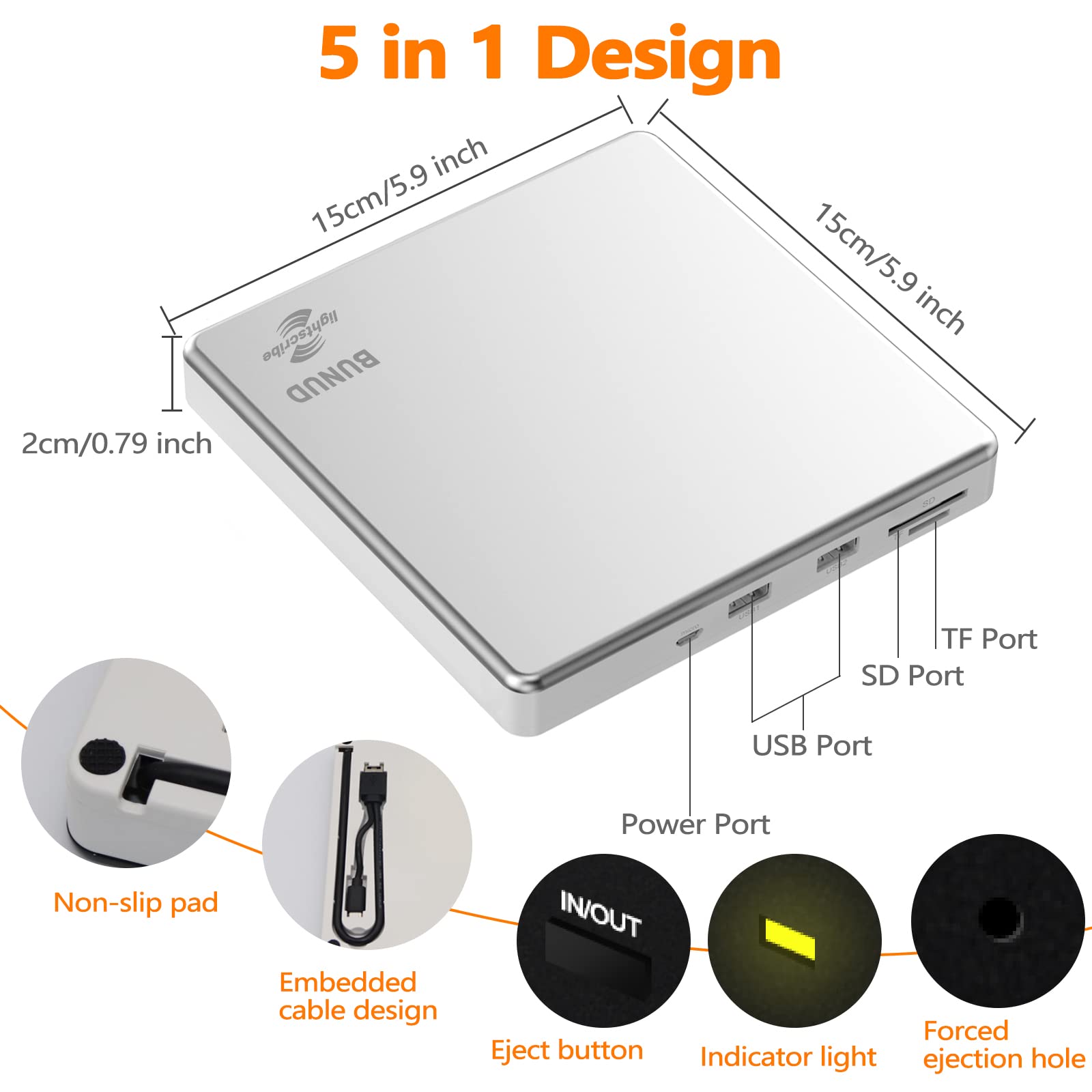 External Cd Dvd Drive Lightscribe Cd/Dvd +/ Rw Burner Player Writer Optical Disk Reader Portable Cd Dvd Drive For Laptop Mac Mac