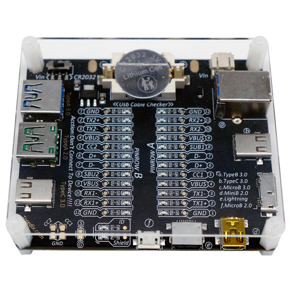 Treedix Usb Cable Tester Board Usb Cable Checker Data Wire With Acrylic Case Charging Test Data Line Type C Micro Type A Type B