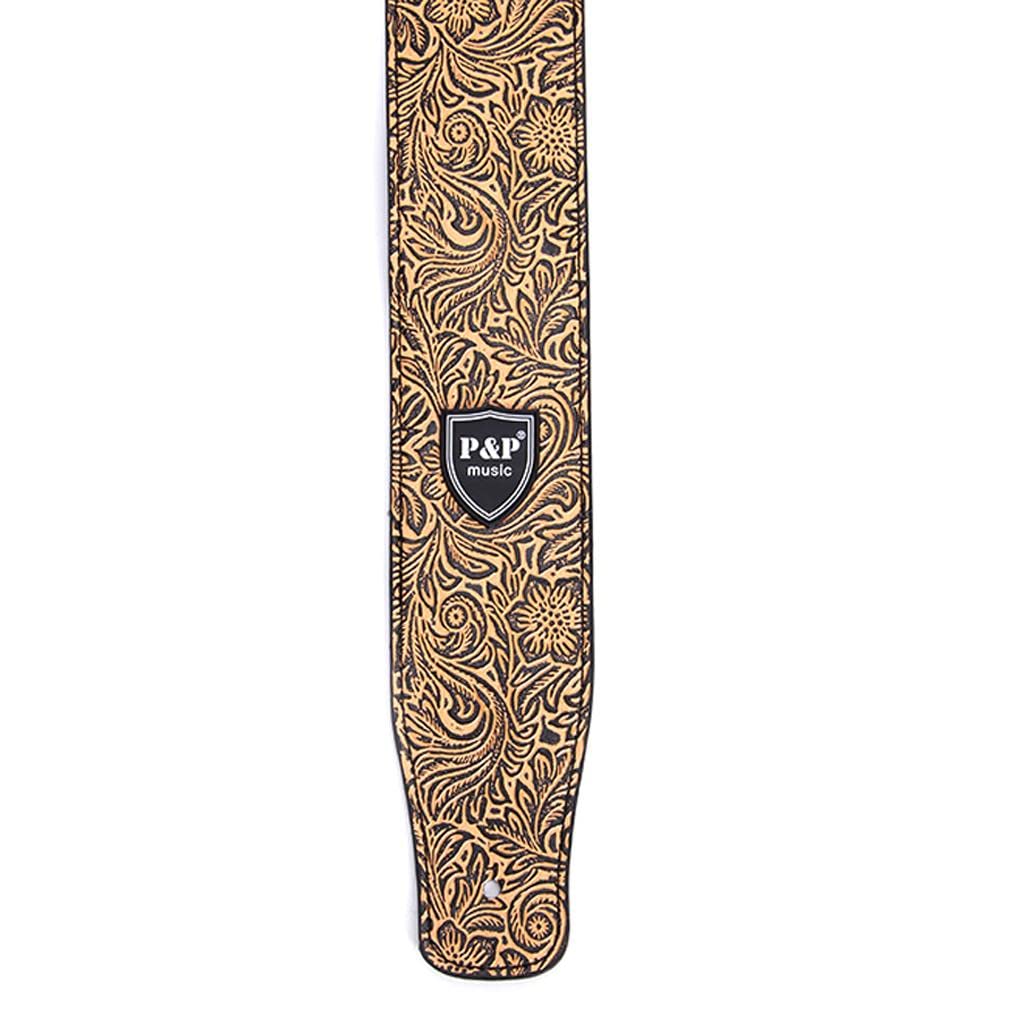 ELBME Digital Business Durable PU Leather Strap Belt for Guitar Bass Yellow