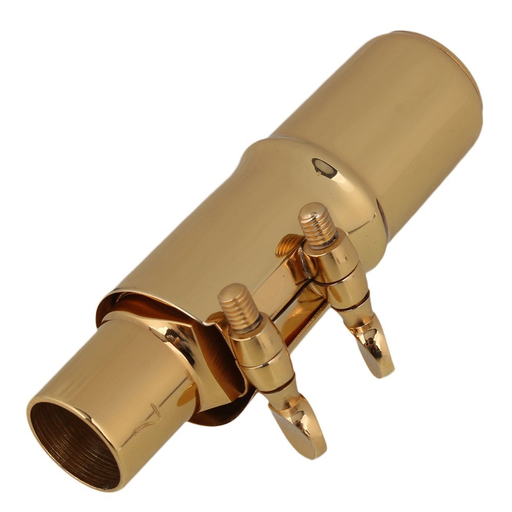 Yibuy #7 Golden Brass B-Flat Soprano Saxophone Mouthpiece With Ligature Reed