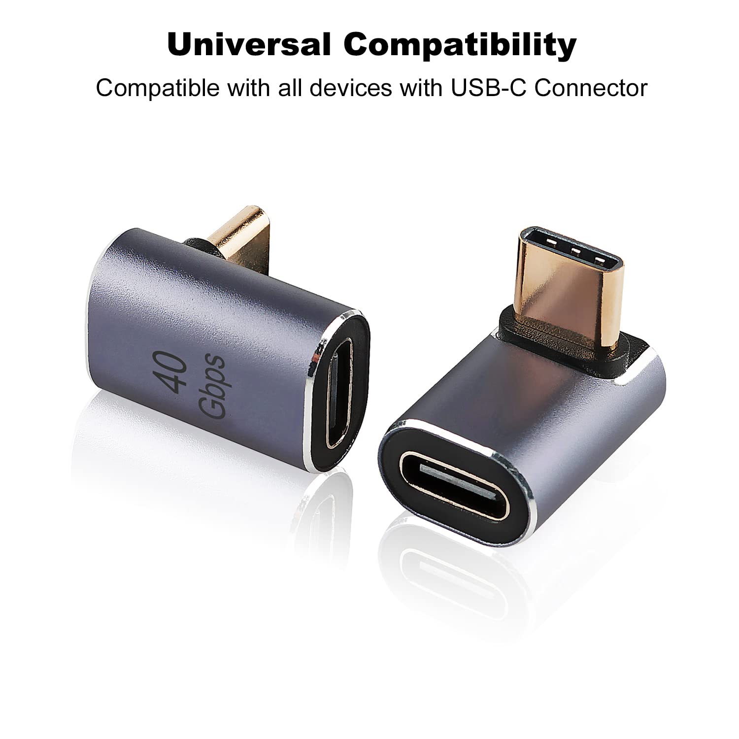 Areme 90 Degree Usb C Male To Female Adapter, 2 Pack Right Angle 100W Type C Adapter Extender For Steam Deck, Rog Ally, Switch, Notebook Computers, Tablet And Mobile Phones (Metallic Purple)