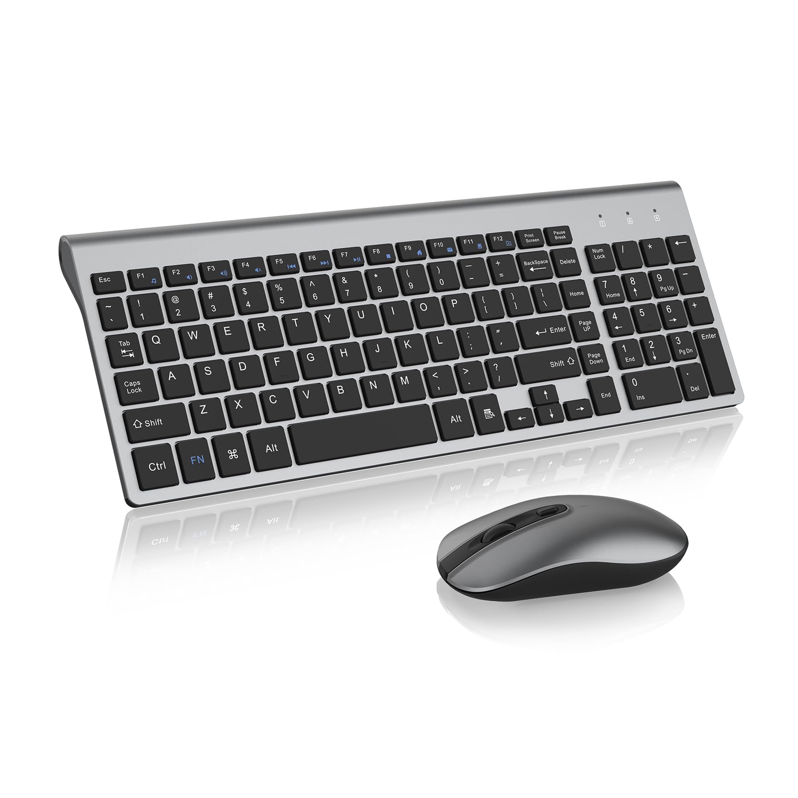 Cimetech Easytyping Kf10 Wireless Keyboard And Mouse Combo, [Silent Scissor Switch Keys][Labor Saving Keys]Ultra Slim Wireless Computer Keyboard And Mouse, Easy Setup For Pc/Laptop/Mac/Windows   Grey