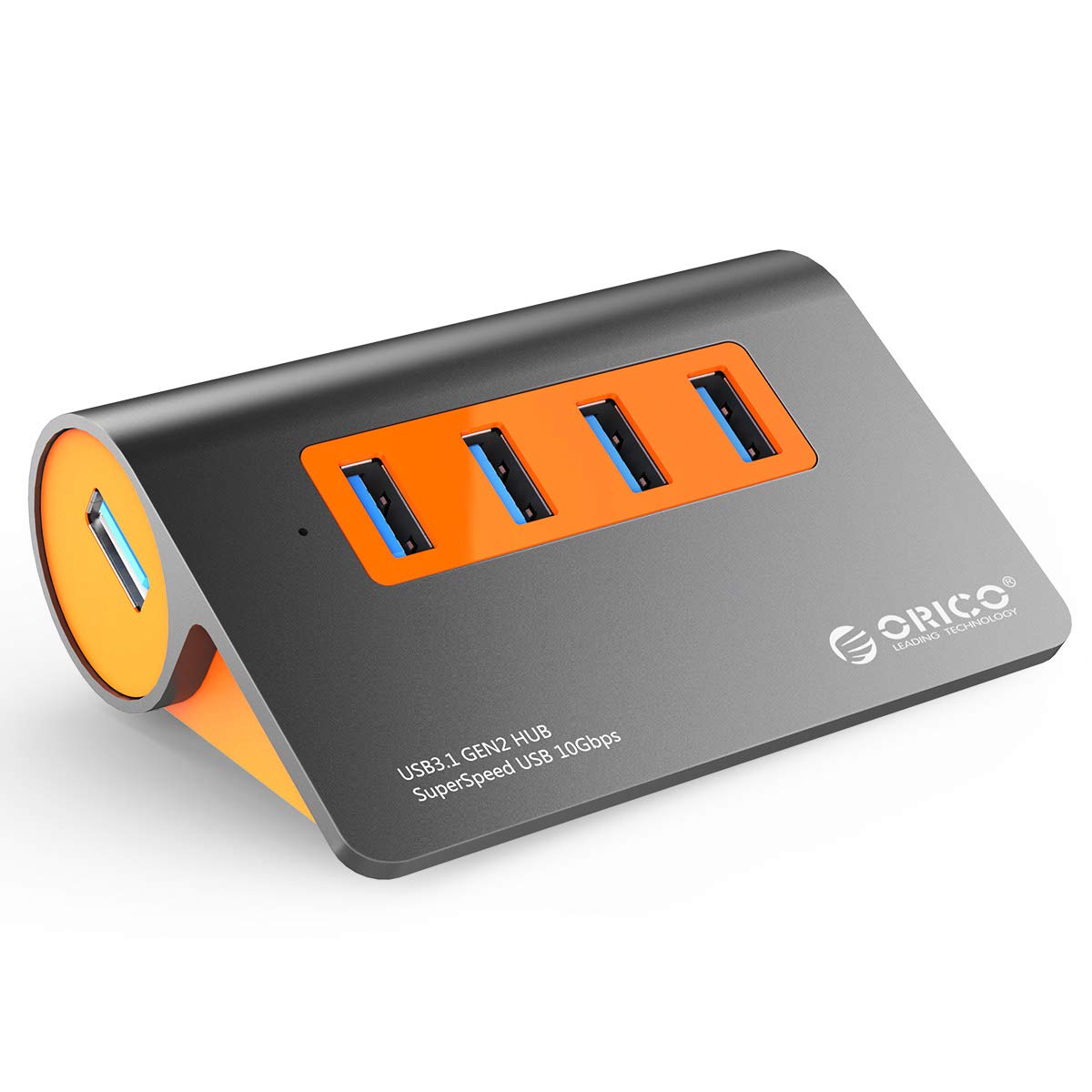 ORICO Powered USB 3.1 Hub, Aluminum 4 Ports USB Data Hub, 10Gbps Super Speed USB Splitter with 12V Power Adapter & 3.3FT Data Cable for Desktop PC, Laptop and More (M3H4 G2)